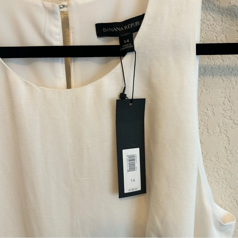 NWT Banana Republic White Linen Jumpsuit Size 14